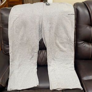 grey sweatpants (22) fit like a 24, came with water stains on the pant leg.
